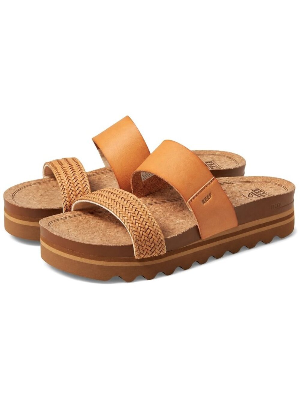 REEF Cushion Vista Hi Tan Wicker Platform Sandals Women's 7.5 Arch Support Slip-